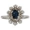 French Sapphire & Diamond 18 Karat White Gold Ring, 1970s 1