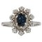 French Sapphire & Diamond 18 Karat White Gold Ring, 1970s, Image 1