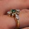 French Modern Emerald & Diamond 18 Karat Yellow Gold Platinum Ring, Image 9