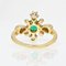 French Modern Emerald & Diamond 18 Karat Yellow Gold Platinum Ring 10