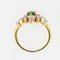 French Modern Emerald & Diamond 18 Karat Yellow Gold Platinum Ring 11