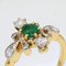 French Modern Emerald & Diamond 18 Karat Yellow Gold Platinum Ring 4