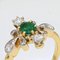 French Modern Emerald & Diamond 18 Karat Yellow Gold Platinum Ring, Image 4