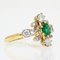 French Modern Emerald & Diamond 18 Karat Yellow Gold Platinum Ring 5