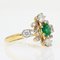 French Modern Emerald & Diamond 18 Karat Yellow Gold Platinum Ring, Image 5