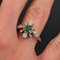 French Modern Emerald & Diamond 18 Karat Yellow Gold Platinum Ring 6