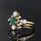 French Modern Emerald & Diamond 18 Karat Yellow Gold Platinum Ring, Image 8