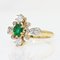 French Modern Emerald & Diamond 18 Karat Yellow Gold Platinum Ring 3