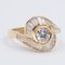 Vintage 18k Yellow Gold Ring with Central Diamond and Baguette in Outline, 1970s 2