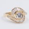 Vintage 18k Yellow Gold Ring with Central Diamond and Baguette in Outline, 1970s, Image 2