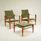 Safari Chair Set in Sage Green Canvas by Kaare Klint for Rud. Rasmussen, Denmark, 1960s, Set of 3 1