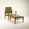 Safari Chair Set in Sage Green Canvas by Kaare Klint for Rud. Rasmussen, Denmark, 1960s, Set of 3, Image 6