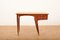 Kleiner Schreibtisch aus Holz & Messing mit Lederoberfläche 1