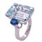 Emerald Cut Natural Aquamarine & Emerald Cut Oval Sapphire Cocktail Ring from Berca, Image 2