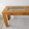 Large Mid-Century Art Deco Revival Burl Wood Veneered Console Table with Inset Glass Panels from Thomasville, USA, 1970s 9