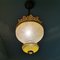 Art Nouveau Style Gold Metal and Frosted Glass Hanging Lamp, 1960s 6