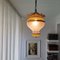 Art Nouveau Style Gold Metal and Frosted Glass Hanging Lamp, 1960s, Image 4