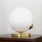 Italian Globe Table Lamp in Opal Glass and Brass, Image 8