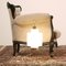 Italian Space Age Opal Glass Table Lamp on Tripod Brass Structure 4