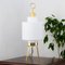 Italian Space Age Opal Glass Table Lamp on Tripod Brass Structure 2