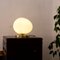 Stone-Shaped Opal Glass Table Lamp with Brass Base, Image 9