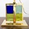 Vintage Table Lamp with Murano Glass Blocks, Brass Frame and Opal Glass Shade, Image 5