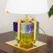 Lámpara de mesa vintage con bloques de cristal de Murano, marco de latón y pantalla de vidrio opalino, Imagen 7