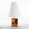 Vintage Table Lamp with Multicolor Murano Glass Blocks, Brass Frame and Opal Glass Shade, Image 3