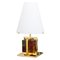 Vintage Table Lamp with Multicolor Murano Glass Blocks, Brass Frame and Opal Glass Shade 1
