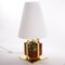 Lampe de Bureau Vintage avec Blocs en Verre de Murano Multicolore, Cadre en Laiton et Abat-Jour en Verre Opalin 2