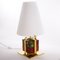 Vintage Table Lamp with Multicolor Murano Glass Blocks, Brass Frame and Opal Glass Shade, Image 2