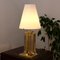 Vintage Tischlampe mit mehrfarbigem Muranoglasblock, Messingrahmen und Opalglasschirm 7