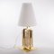 Vintage Table Lamp with Multicolor Murano Glass Block, Brass Frame and Opal Glass Shade 3
