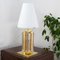 Vintage Table Lamp with Multicolor Murano Glass Block, Brass Frame and Opal Glass Shade 4
