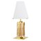 Vintage Table Lamp with Multicolor Murano Glass Block, Brass Frame and Opal Glass Shade, Image 1