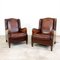 Vintage Sheep Leather Wingback Armchairs, Set of 2, Image 1