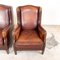 Vintage Sheep Leather Wingback Armchairs, Set of 2 16