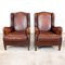 Vintage Sheep Leather Wingback Armchairs, Set of 2 8