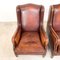 Vintage Sheep Leather Wingback Armchairs, Set of 2, Image 9