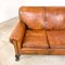 Antikes französisches 3-Sitzer Sofa aus handgefärbtem Schafsleder mit Krallenfüßen 5