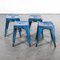 French H Dining Stools in Bright Blue Metal from Tolix, 1950s, Set of 4 3