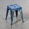 French H Dining Stools in Bright Blue Metal from Tolix, 1950s, Set of 4 1
