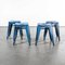 French H Dining Stools in Bright Blue Metal from Tolix, 1950s, Set of 4, Image 10