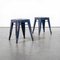 French H Dining Stools in Blue Metal from Tolix, 1950s, Set of 2 1