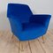 Mid-Century Italian Modern Blue Velvet Armchair in the Style of Gigi Radice, 1960s 7