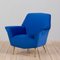 Mid-Century Italian Modern Blue Velvet Armchair in the Style of Gigi Radice, 1960s 1