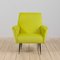 Mid-Century Italian Modern Lemongrass Green Velvet Lounge Chair, 1960s 2