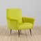 Mid-Century Italian Modern Lemongrass Green Velvet Lounge Chair, 1960s 1