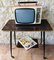 Mid-Century Formica, Brass & Metal TV Side Table on Wheels, 1960s 17