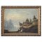 Antique Oil Painting on Canvas Depicting Lake Landscape 1